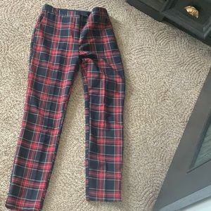Navy plaid stretch pants